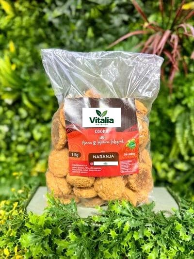 Cookie de harina integral y avena sabor naranja endulzada con miel y stevia